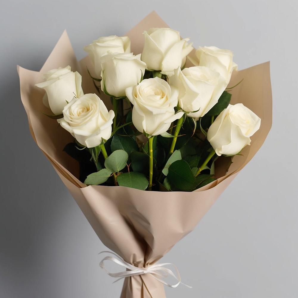 9 Белых роз Эдлесс Лав в Баляге Букет 9 Белых роз Эдлесс Лав в Баляге