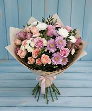 Букет цветов из:  Хризантемы, Розы и Альстромерии в Баляге