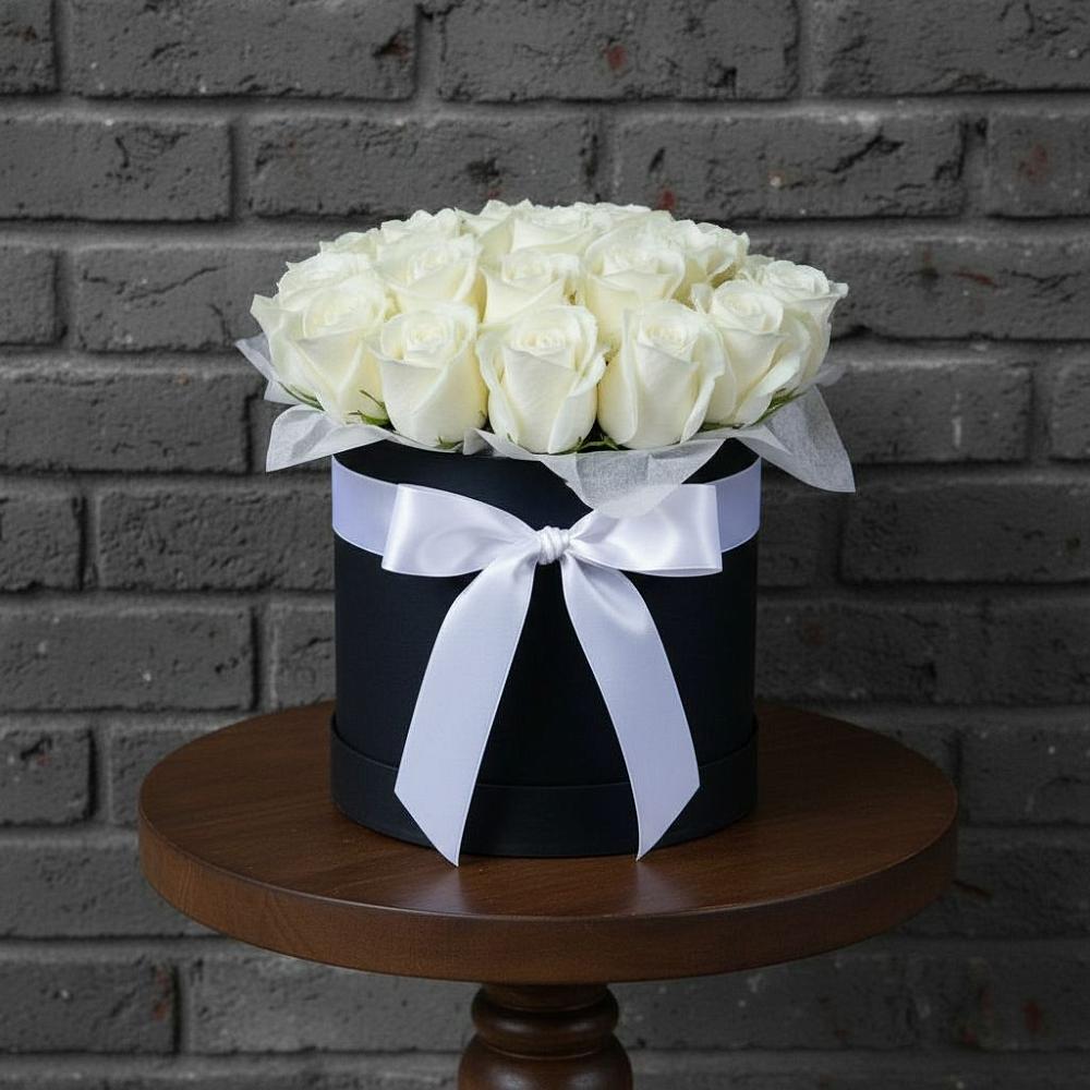 Композиция воздушная нежность в Баляге Цветочная композиция из Розы в шляпной коробке в Баляге